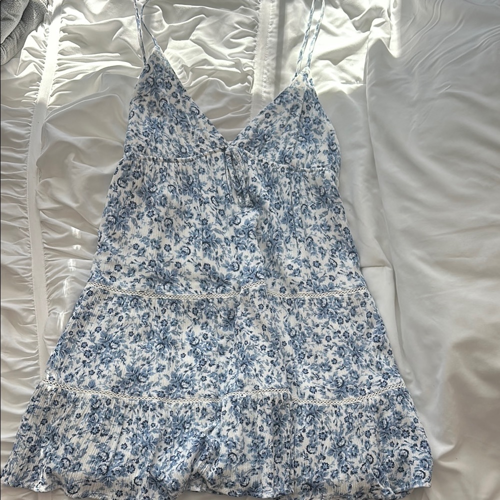Floral Blue and White Dress